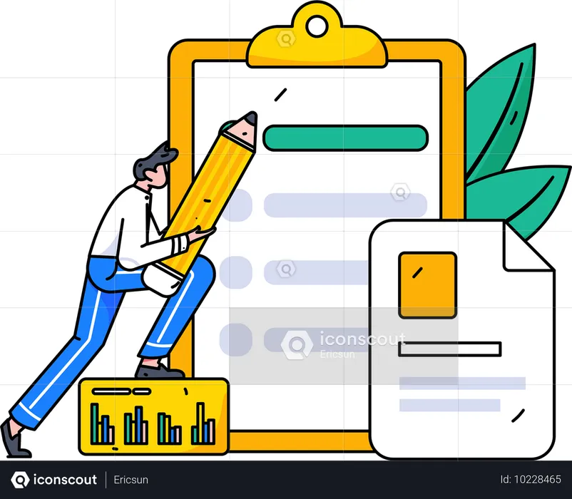 Man filling online survey form  Illustration