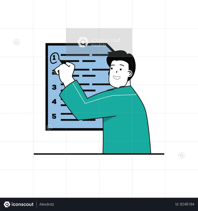 Man filling survey form  Illustration