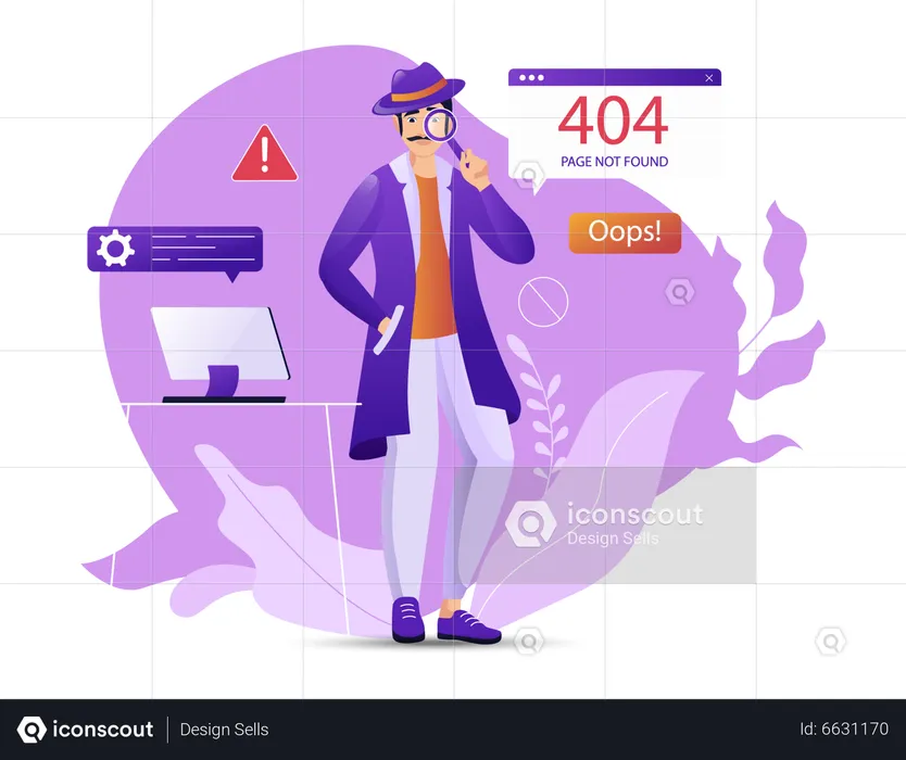 Man finding 404 error  Illustration