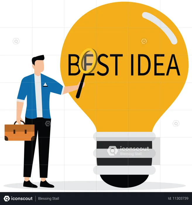 Man Finding best idea for business  Illustration