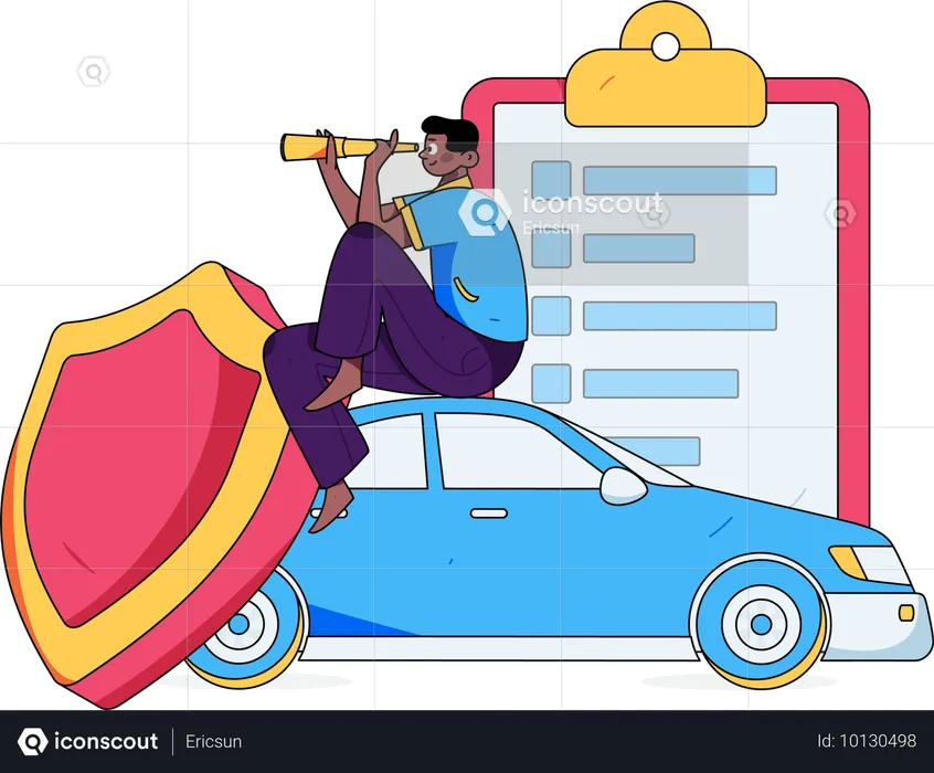 Man finding car insurance  Illustration