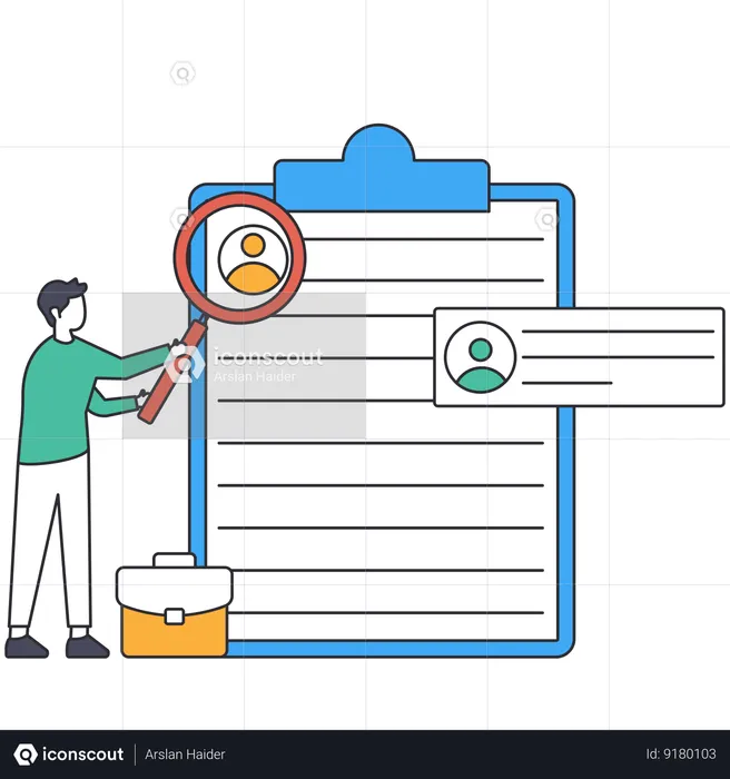 Man finding cv for Business Recruitment  Illustration