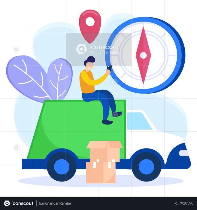 Man finding delivery location  Illustration