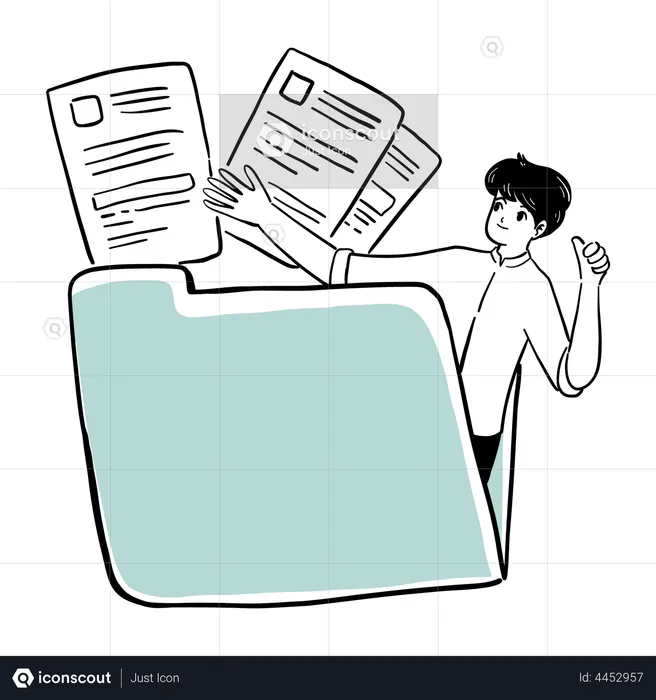 Man finding file in folder  Illustration