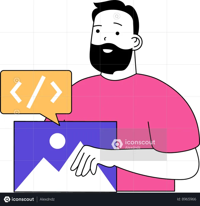 Man finding image source code  Illustration