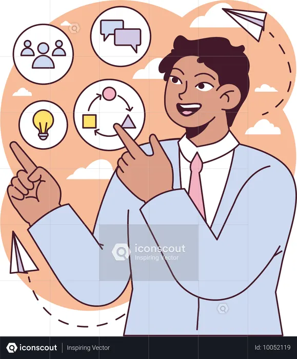 Man finding job in market  Illustration