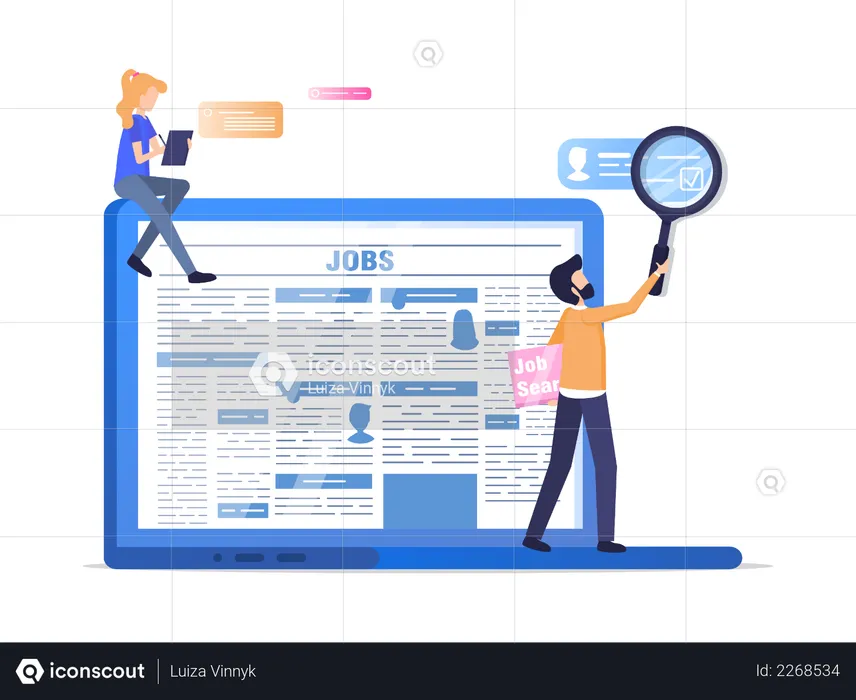 Man Finding Job Online  Illustration