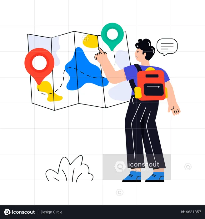 Man finding Location Map  Illustration