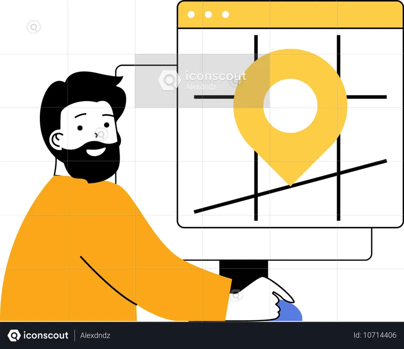 Man finding location online  Illustration