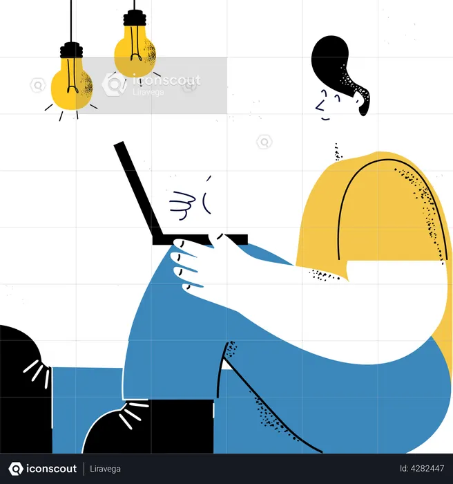 Man finding new business idea  Illustration