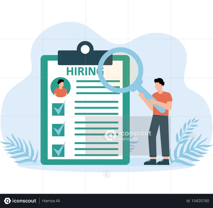 Man finding New Employee  Illustration