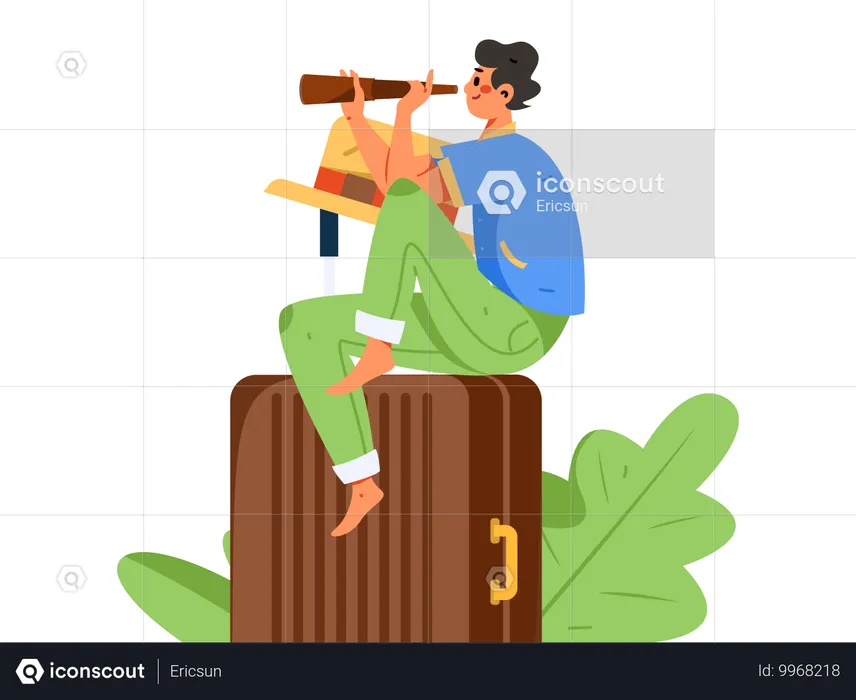 Man finding travel destination  Illustration