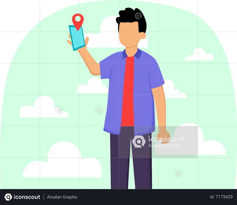 Man finding travel location  Illustration