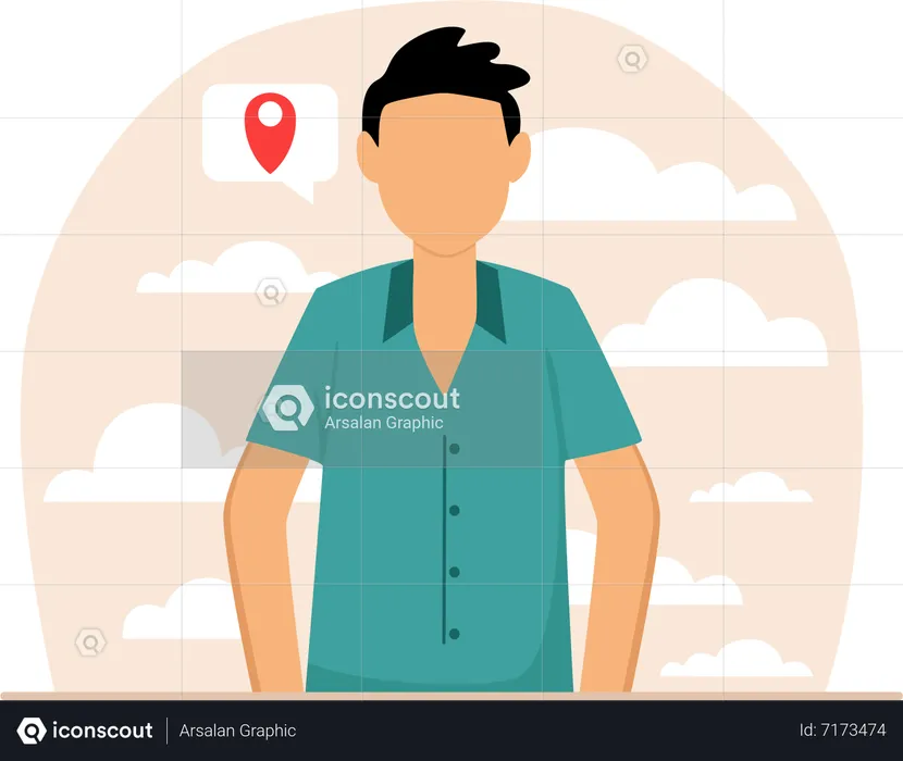 Man finding travel location  Illustration