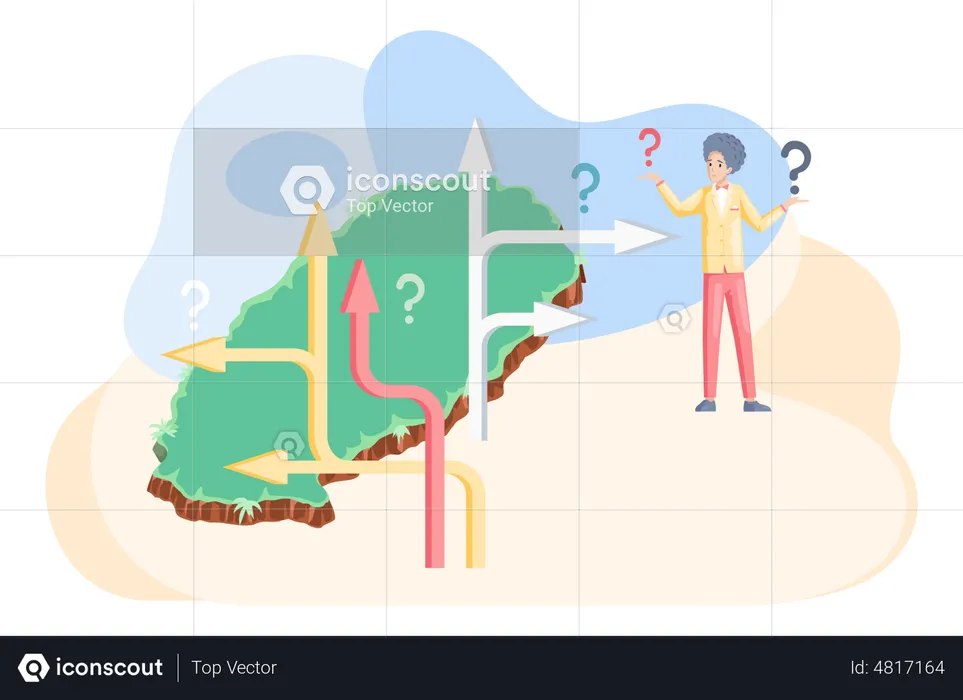 Man finding travel route  Illustration
