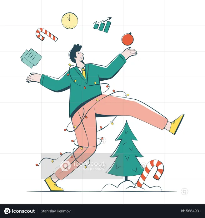 Man Finished His Business Before Christmas  Illustration