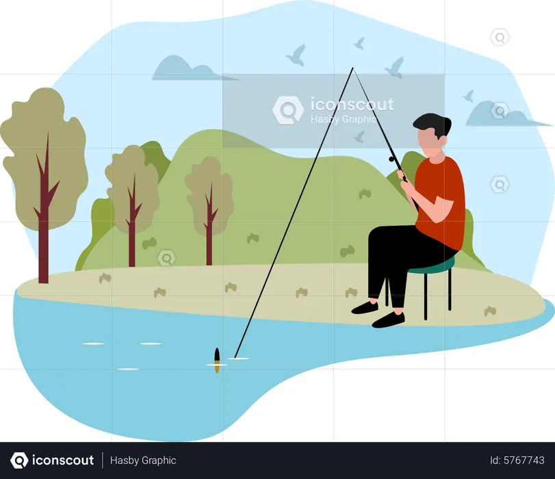 Man fishing  Illustration