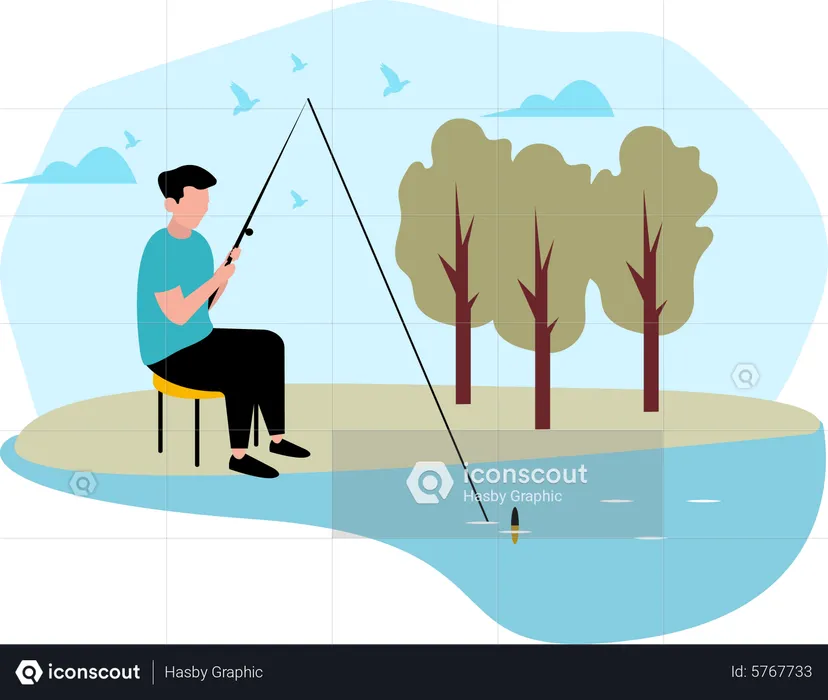 Man fishing  Illustration