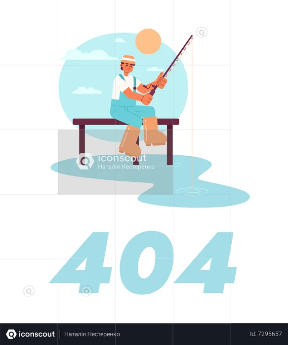 Man Fishing in morning  Illustration