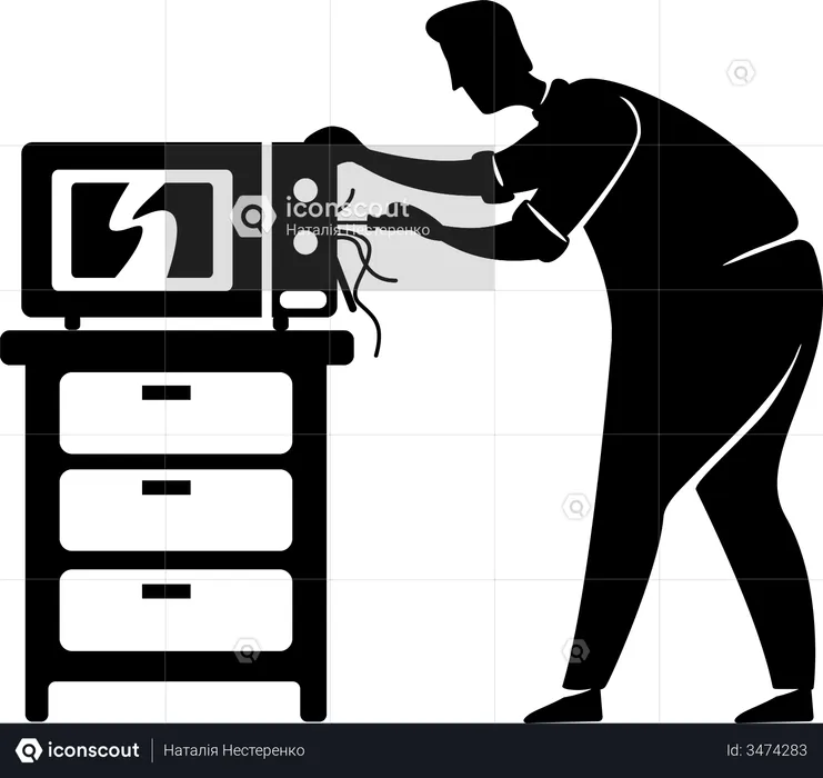 Man fixed microwave  Illustration