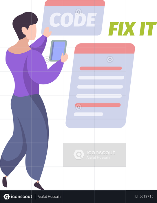 Best Premium Man fixing bugs in code Illustration download in PNG ...