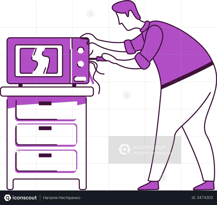 Man fixing microwave  Illustration