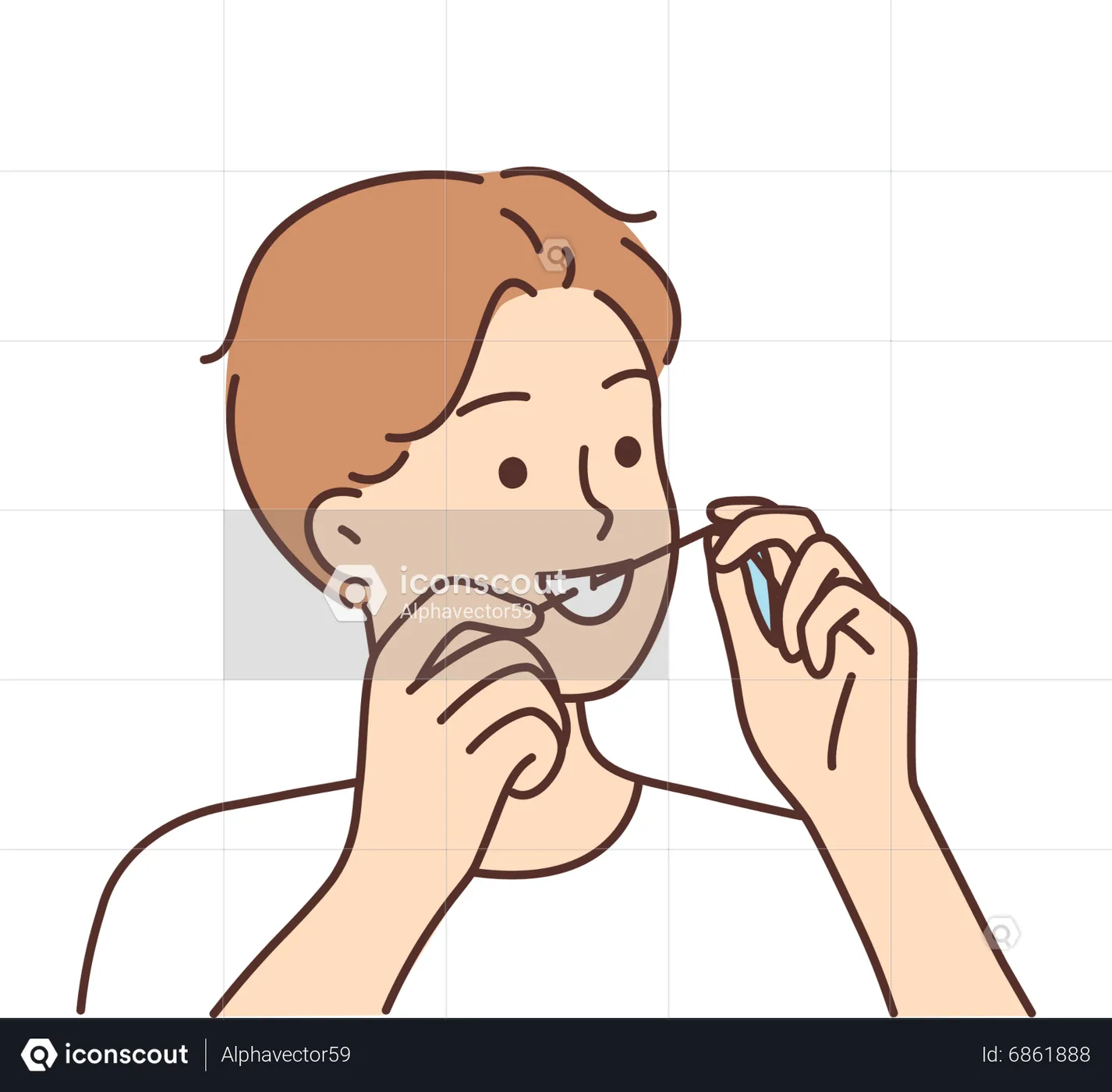 Best Man flossing teeth Illustration download in PNG & Vector format