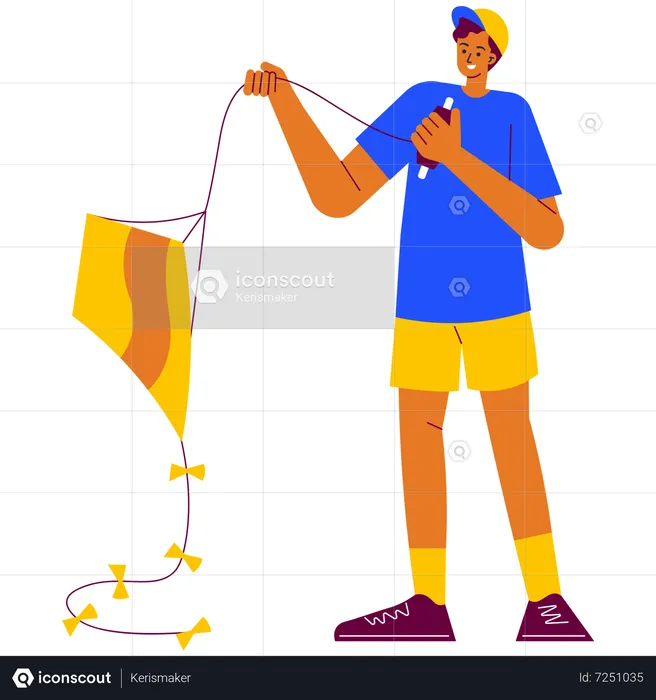 Man Flying a kite  Illustration