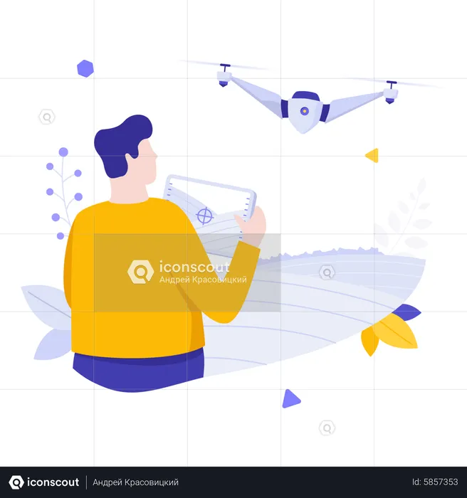 Man flying drone  Illustration