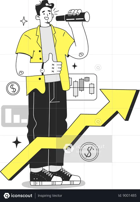 Man forecasts business vision  Illustration