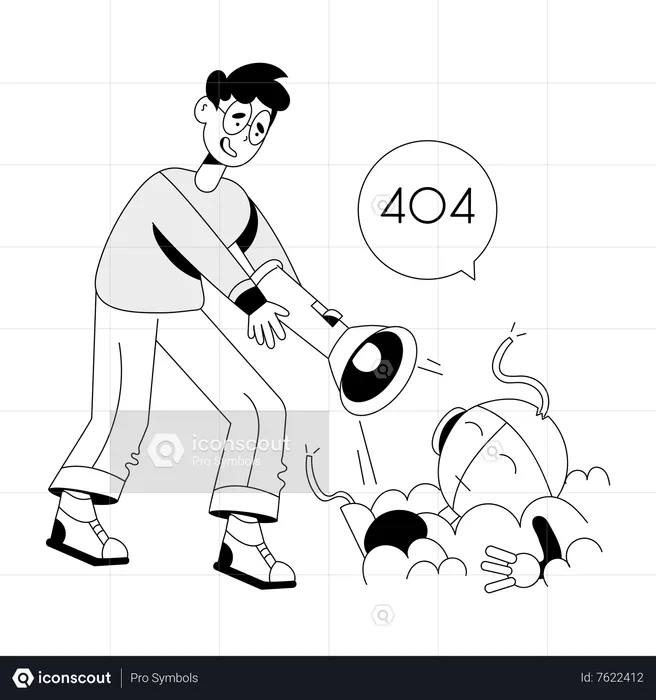 Man found 404 Error  Illustration