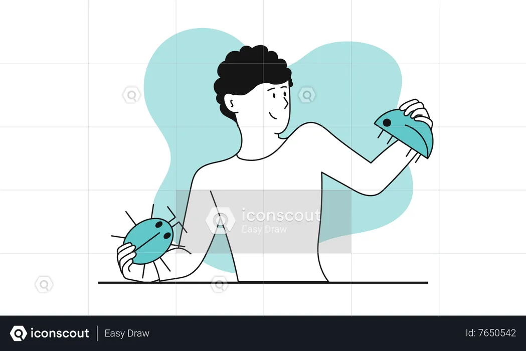 Man found a bug in the code  Illustration