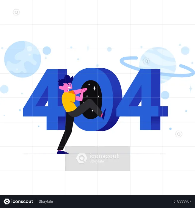 Man found error 404  Illustration