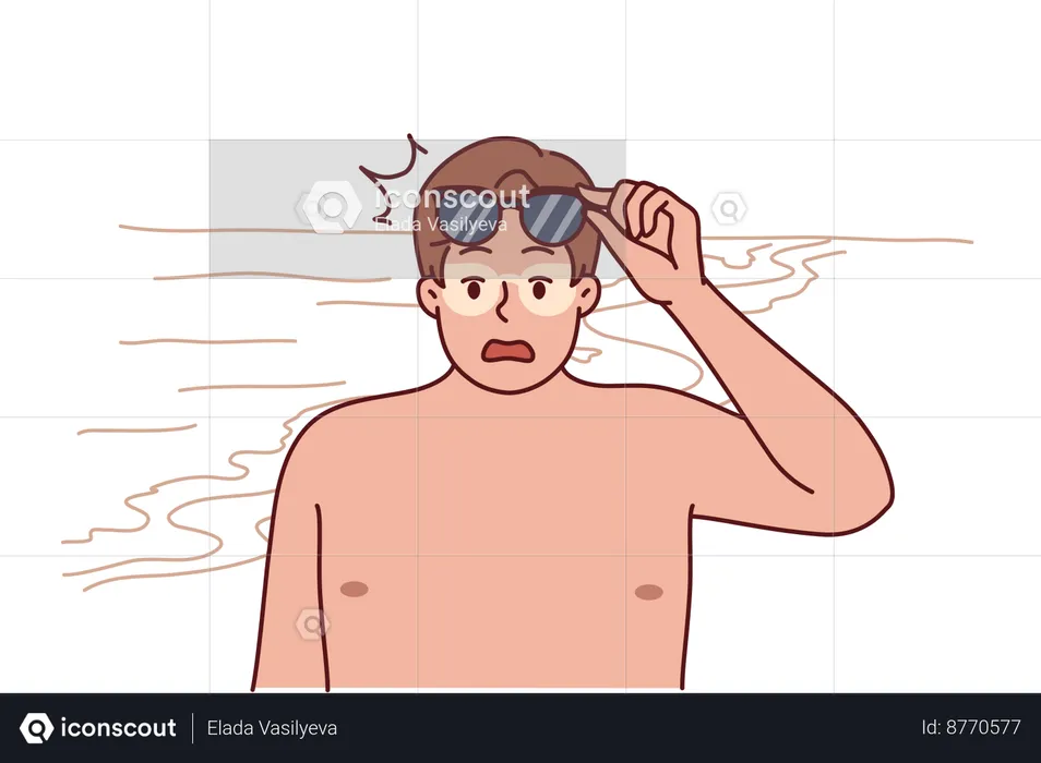 Man gest sunburn and skin tanning  Illustration