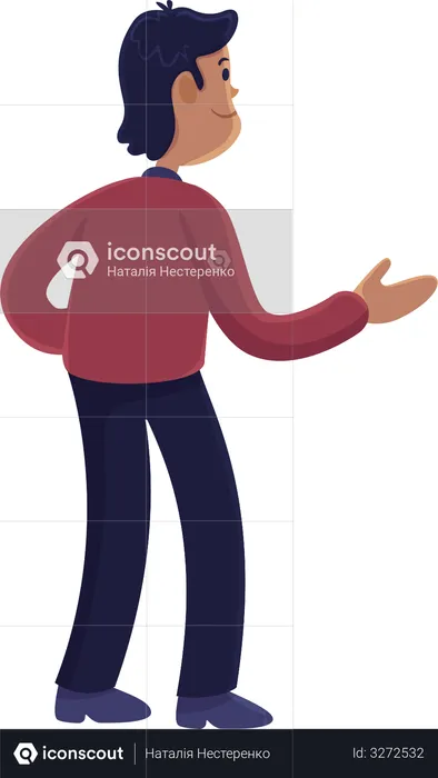 Man gesturing back view  Illustration