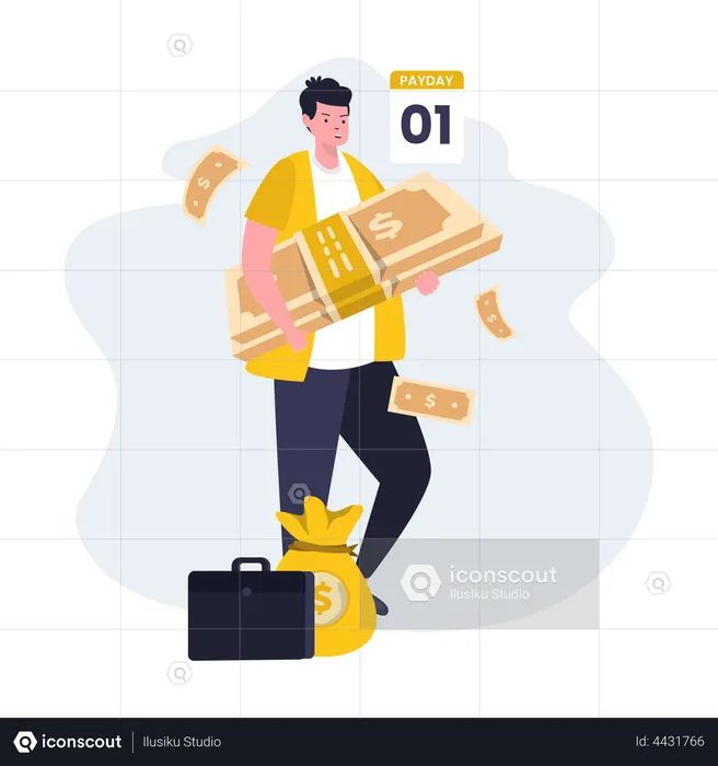 Man get salary payment  Illustration