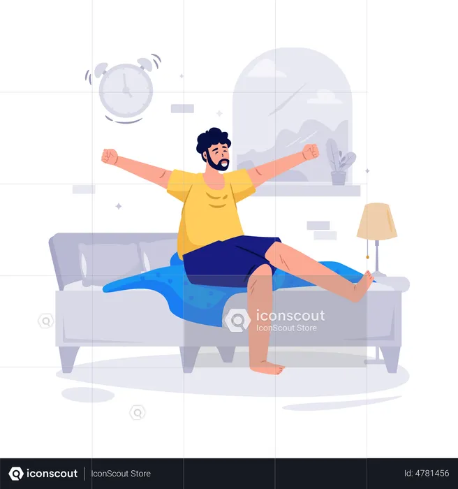 Man Get Up Early Morning  Illustration