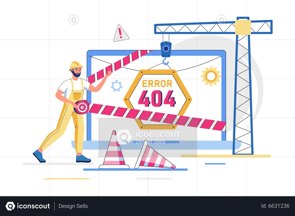 Man getting 404 error  Illustration