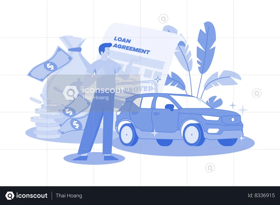 Man Getting A Car Loan Approved  Illustration