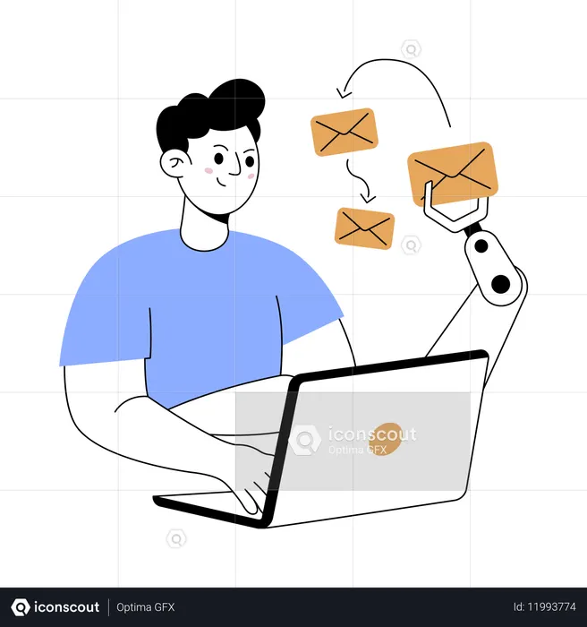 Man getting automated task  Illustration