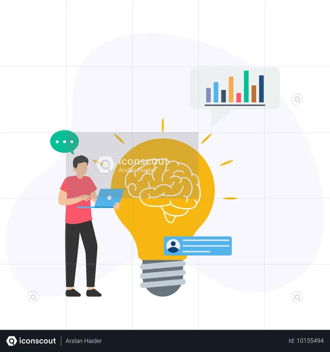 Man getting Brainstorm idea  Illustration