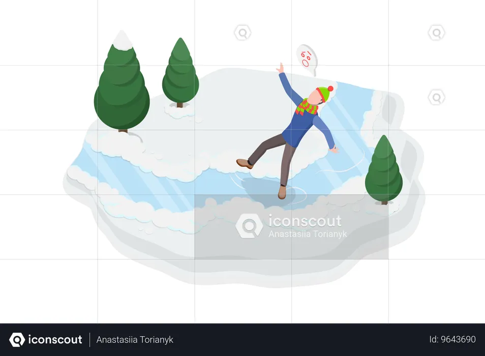 Man getting Dangerous Icy  Illustration