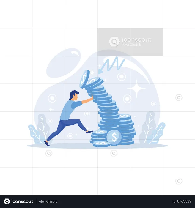 Man Getting Financial Loss  Illustration