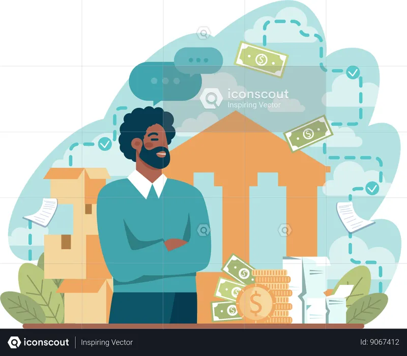 Man getting financial profit  Illustration