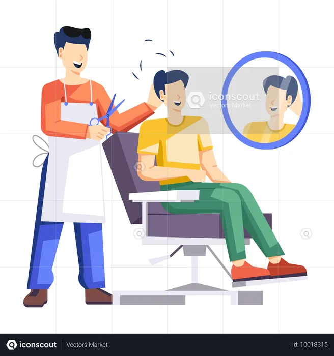 Man getting haircut at salon  Illustration