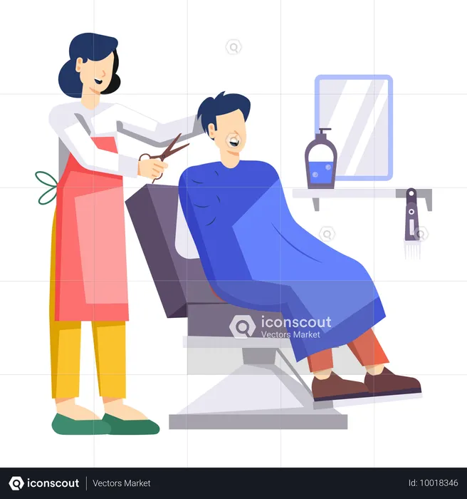 Man getting haircut at salon  Illustration