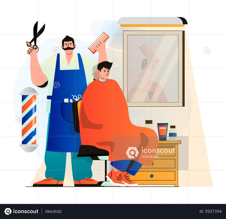 Man getting haircut  Illustration