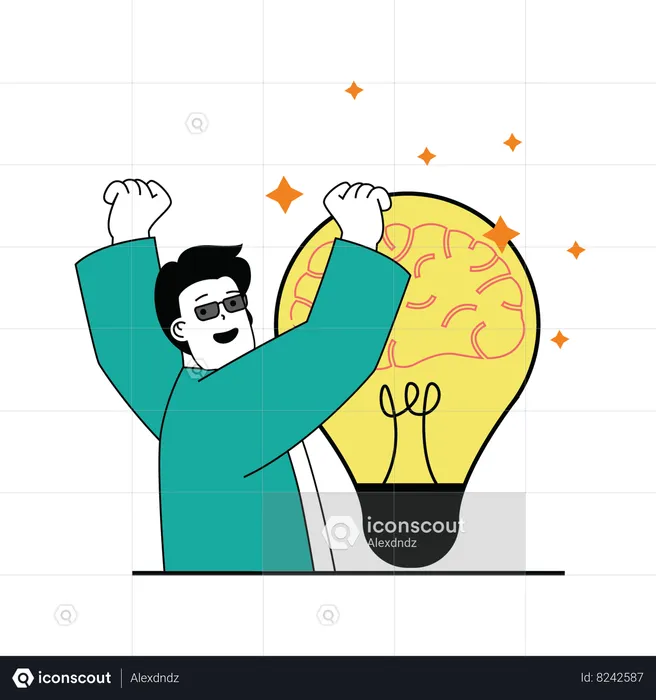 Man getting idea  Illustration