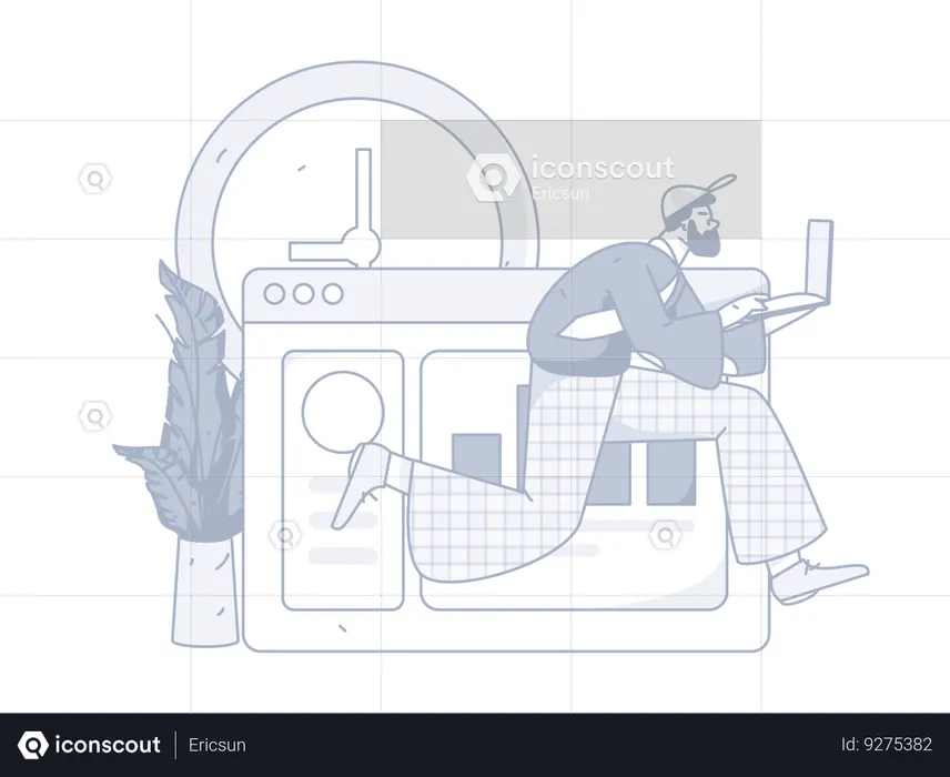 Man getting late for Business Presentation  Illustration