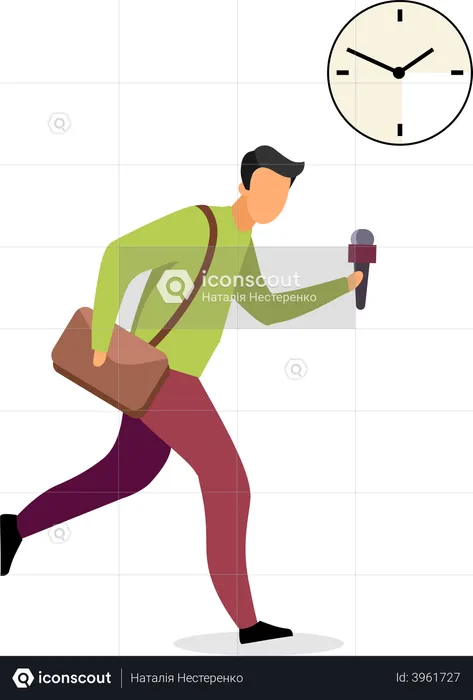 Man getting late for office  Illustration